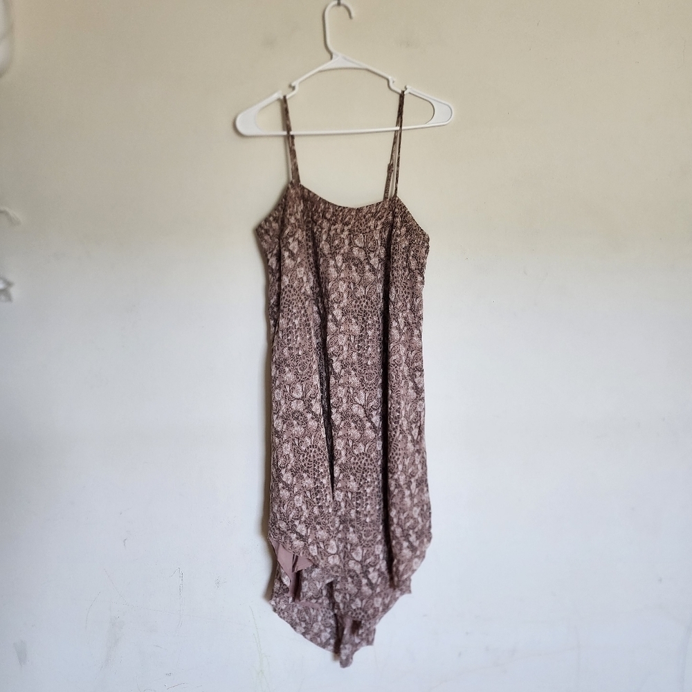 Gentle Fawn Chanterelle Print Spaghetti Strap Curved Hem Dress size XS
